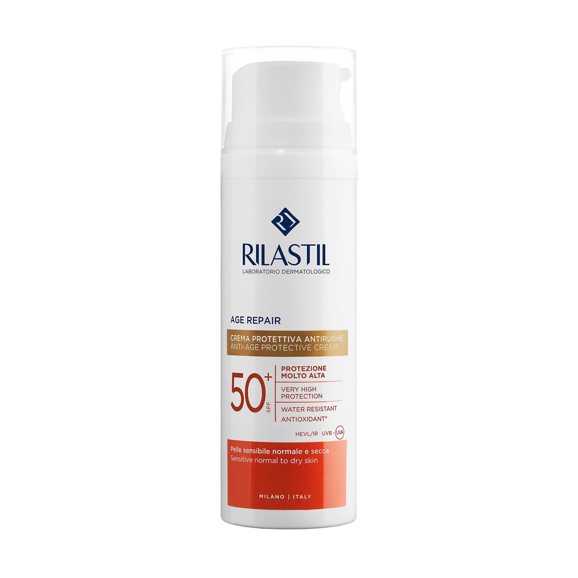 Антивіковий сонцезахисний крем для обличчя Rilastil Age Repair Anti-Age Protective Cream SPF 50+, 50 мл